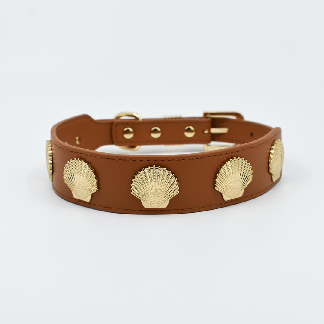 Coastal Collar in Tan & Gold